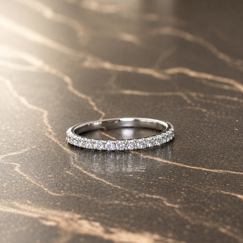 Alliance Demi-Tour en Argent 925 et Moissanite