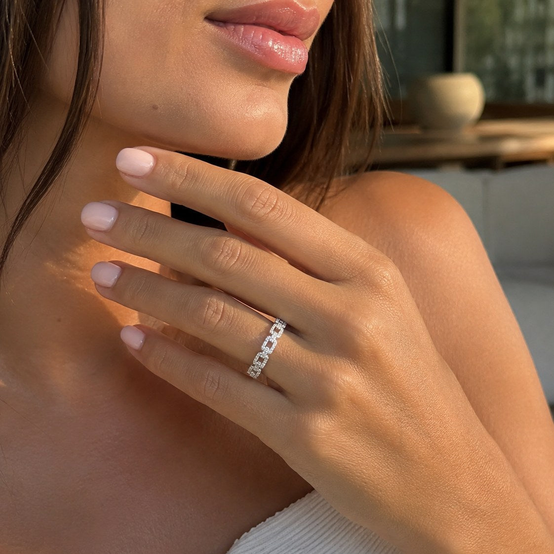 Bague Maillons en Argent 925 et Moissanite – vue 2