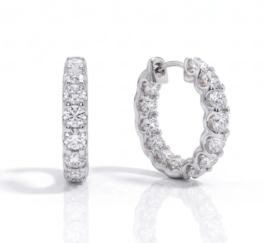 Créoles Éternité en Argent 925 et Moissanite – vue 2