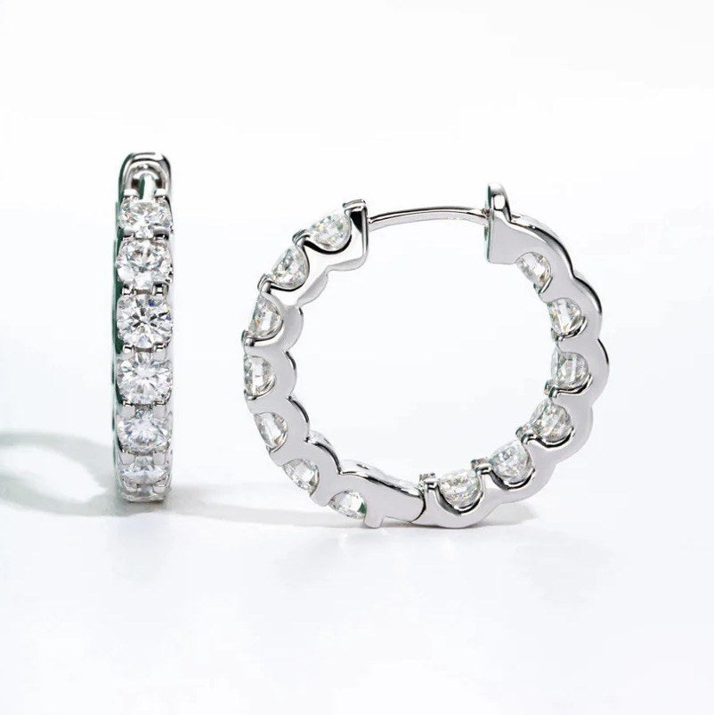Créoles Éternité en Argent 925 et Moissanite – vue 3